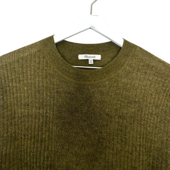 Madewell Ribbed Alpaca-Blend Crewneck Sweater Olive Green Size XXS - Picture 7 of 8